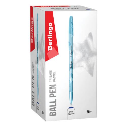 Kuličkové pero Berlingo Tribase pastel, 50ks, 0.7mm, modré 1