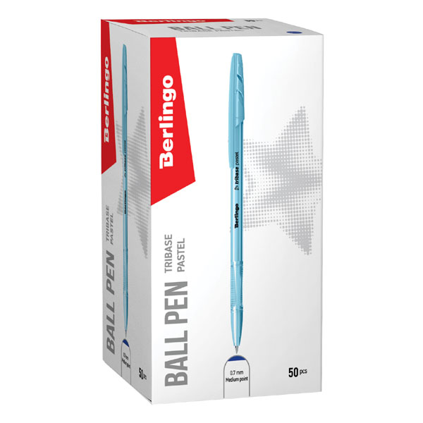 Kuličkové pero Berlingo Tribase pastel, 50ks, 0.7mm, modré