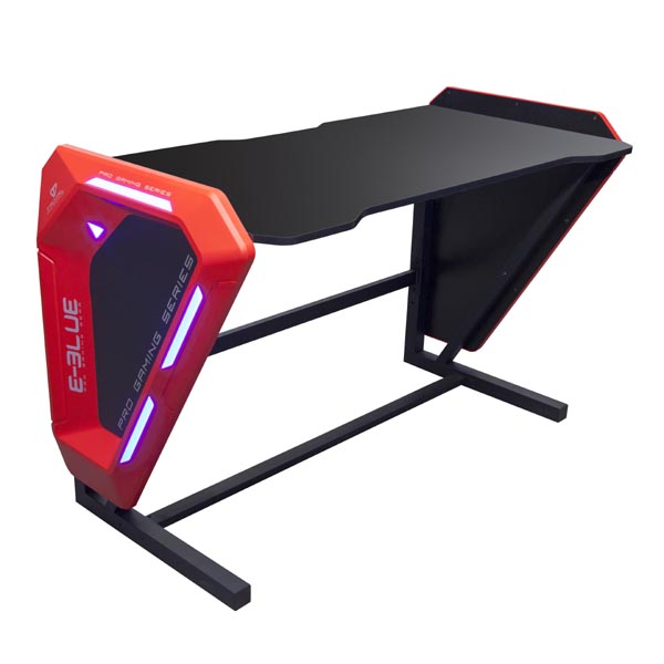 Herní stůl E-Blue EGT002BK, 125x62x80,8cm, podsvícený, červený