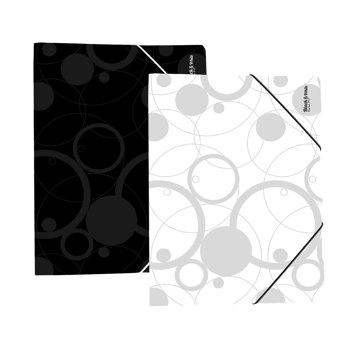 Mapa 3 klopy s gumou, Black&White, bílá