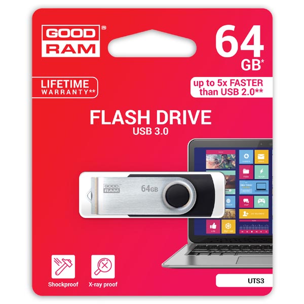 64GB Goodram UTS3, USB flash disk 3.0, černá