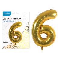 Balónek fóliový Luma č.6, 101cm, zlatý