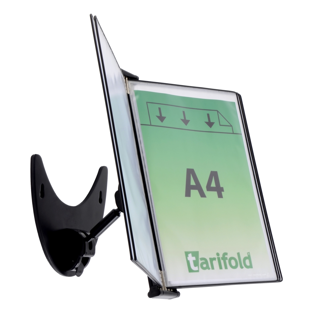 3D kovový držák s ramenem a rámečky Tarifold, 5 rámečků A4, černé rámečky