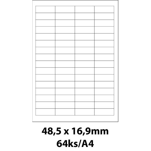 Print etikety Emy 48,5x16,9 mm, 64ks/arch, 100 archů, samolepící