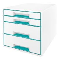 Zásuvkový box Leitz WOW, 4 zásuvky, ledově modrý