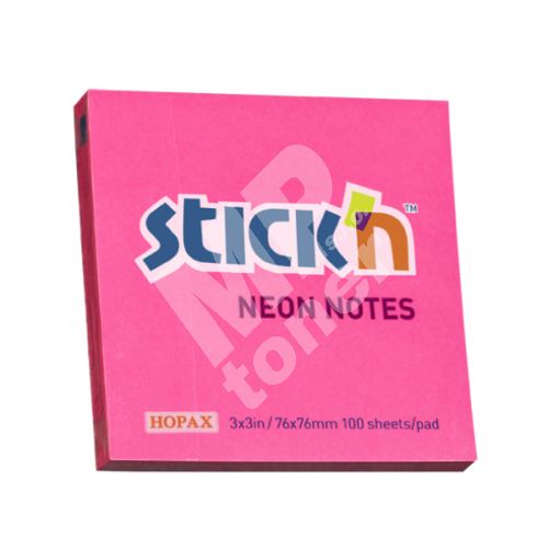 Samolepící bločky Stick n 76x76mm, růžové neon, 100 lístků 1