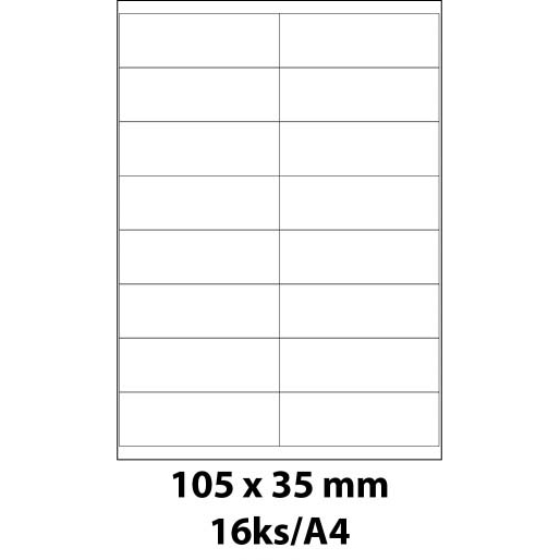 Print etikety Emy 105x35 mm, 16ks/arch, 100 archů, samolepící