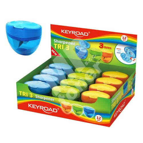 Keyroad ořezávátko Tri Plus, plast, 3 otvory, mix 1