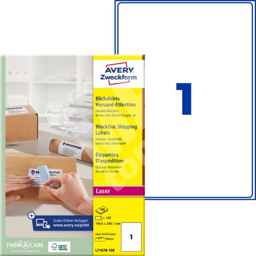Etikety na zásilky 199,6 x 289,1 mm, 100 listů A4 L7167B-100 1