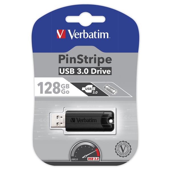 128GB Verbatim Store'n'Go PinStripe, USB flash disk 3.0, 49319, černá