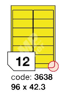 Samolepící etikety Rayfilm Office 96x42,3 mm 300 archů, fluo žlutá, R0131.3638D 1