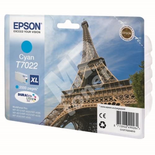 Cartridge Epson C13T70224010, cyan, XL, originál 1