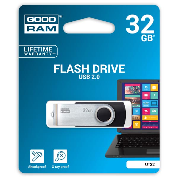 32GB Goodram UTS2, USB flash disk 2.0, černá