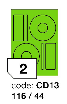 Samolepící etikety Rayfilm Office průměr 116/44 mm 300 archů, fluo zelená, R0130.CD13D