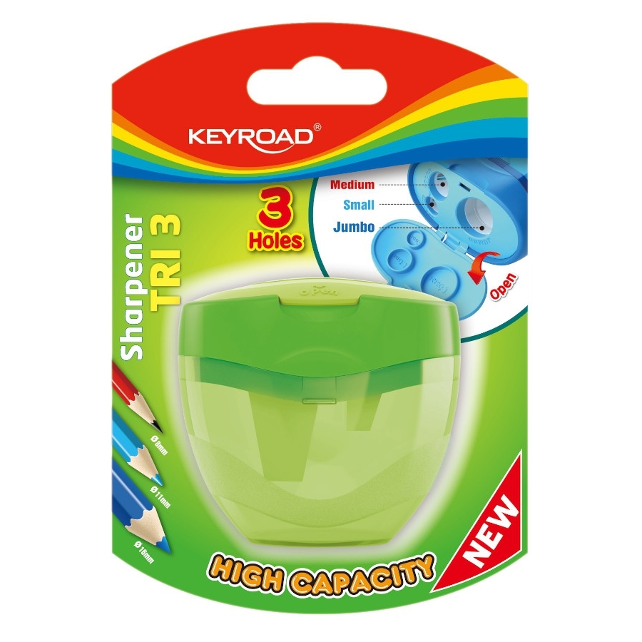 Ořezávátko Keyroad Tri Plus, plast, 3 otvory, zelené
