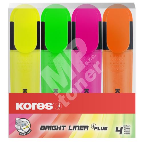 Zvýrazňovač Kores Bright Liner Plus sada 4ks 1