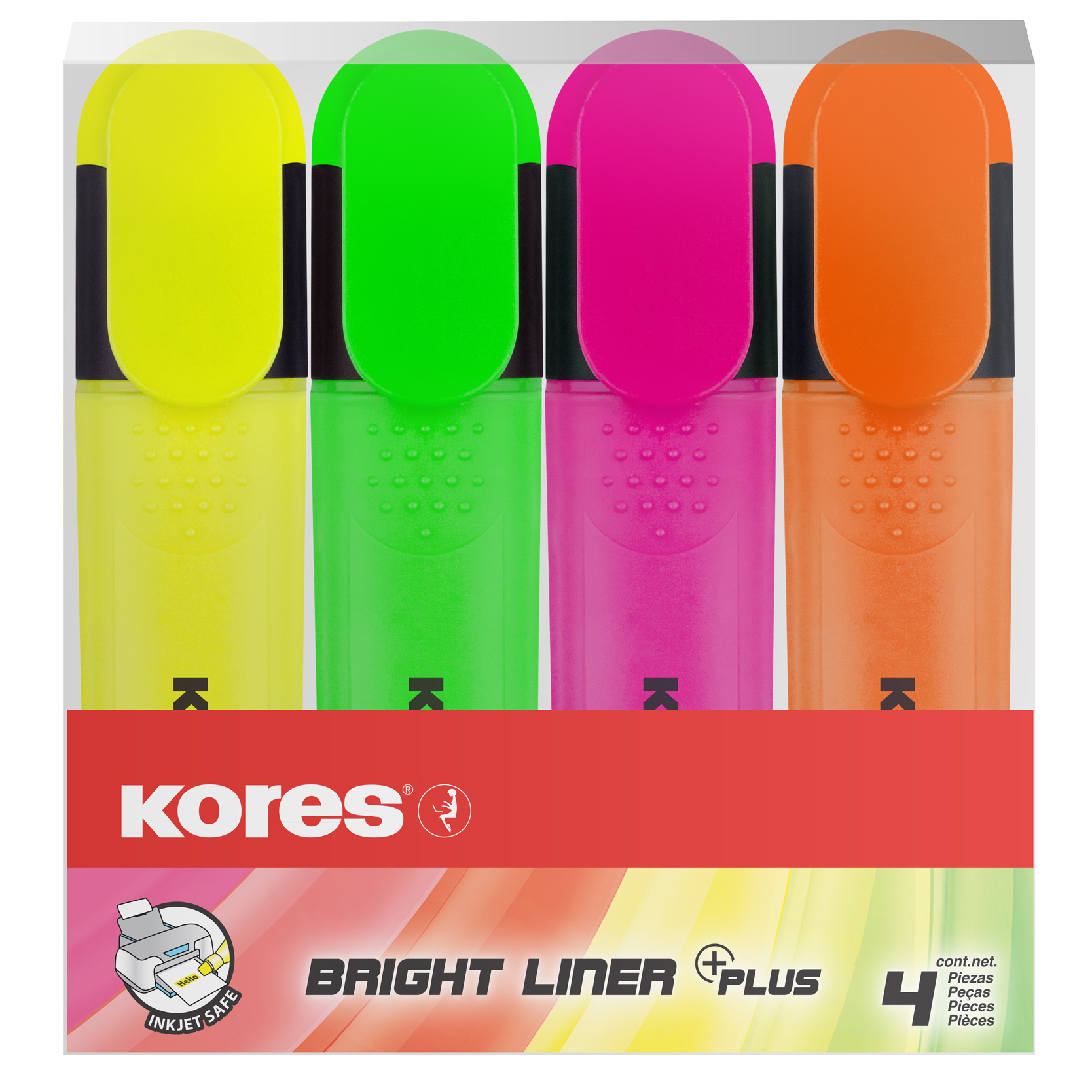 Zvýrazňovače Kores Bright Liner Plus sada 4ks