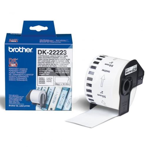 Role papírová Brother 50mm x 30.48m, bílá, 1 ks, DK22223, pro tiskárny štítků 1