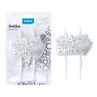 Svíčka Luma Happy Birthday, stříbrná