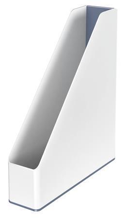 Dvoubarevný stojan na časopisy Leitz Wow, 73 mm, bílý, plast