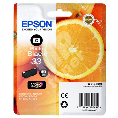 Cartridge Epson C13T33414012, photo black, originál 1