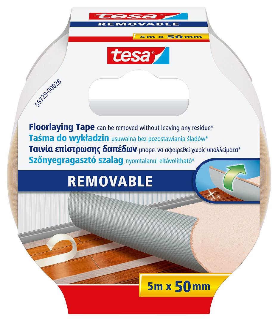 Oboustranná podlahová páska Tesa Removable 50 mm x 5 m, odstranitelná beze stop