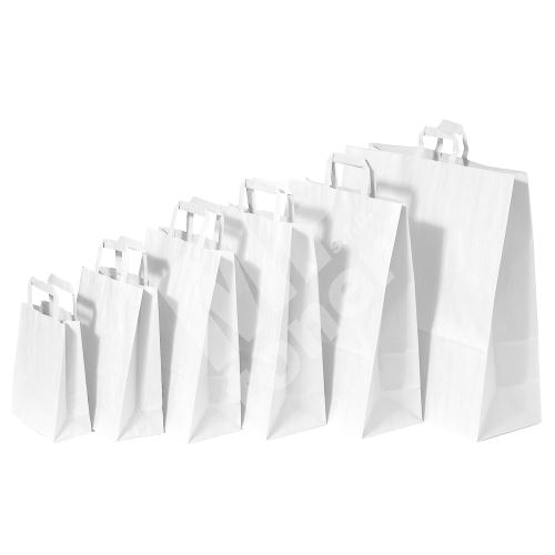 Papírová taška s plochým uchem, 450x170x480mm, bílá 1