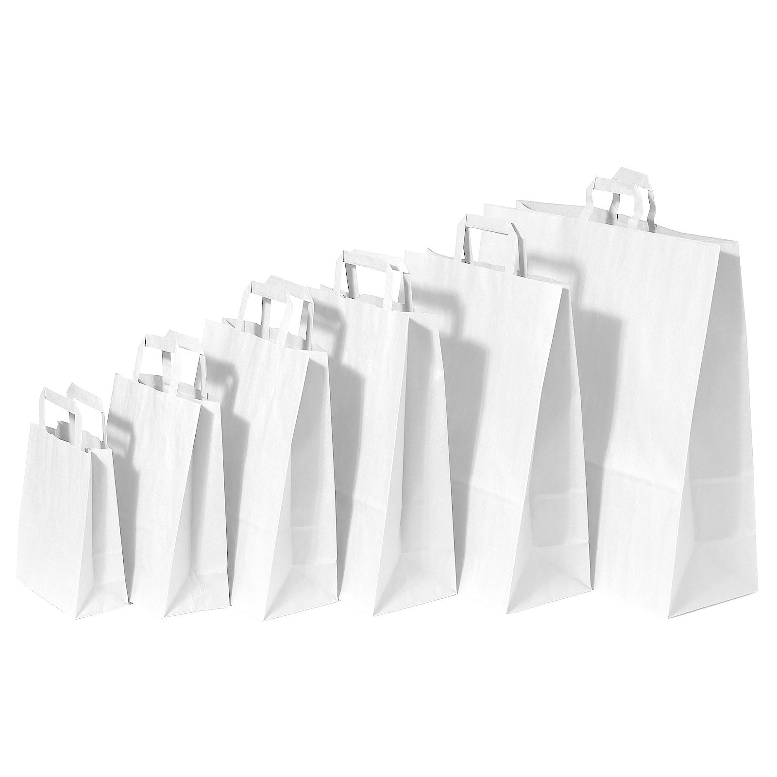 Papírová taška s plochým uchem, 450x170x480mm, bílá
