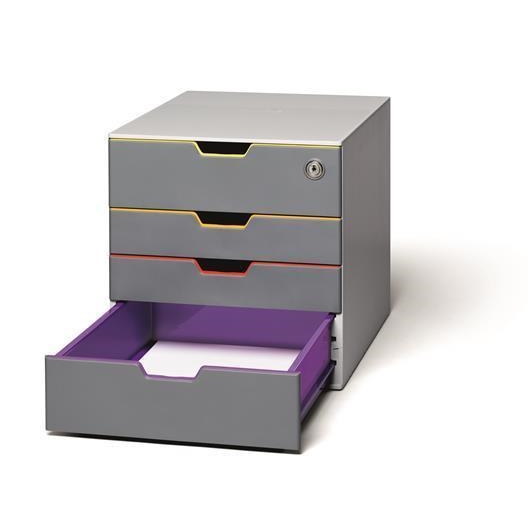 Zásuvkový box Durable Varicolor Safe, 3+1 uzamykatelná zásuvka, plast, mix barev