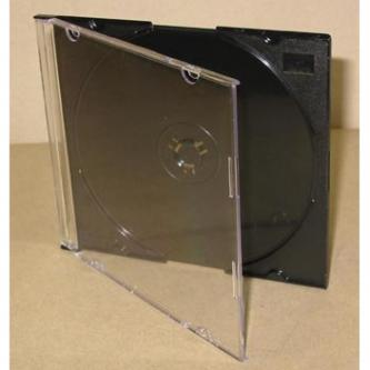 Box na 1ks CD, 5,2mm slim, průhledný, černý tray, tenký (200)