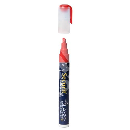 Silný voděodolný popisovač Securit, šířka hrotu 2-6 mm, červený 1