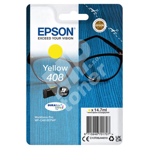 Cartridge Epson C13T09J44010, yellow, 408, originál 1