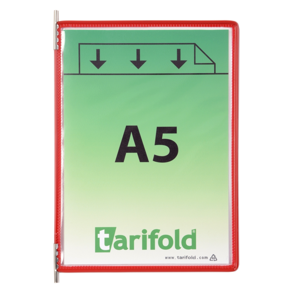 Závěsný rámeček s kapsou Tarifold, A5, otevřený shora, červený, 10 ks