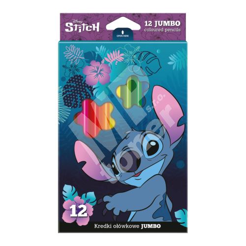 Pastelky trojhranné Colorino Jumbo, Stitch, 12 barev 1