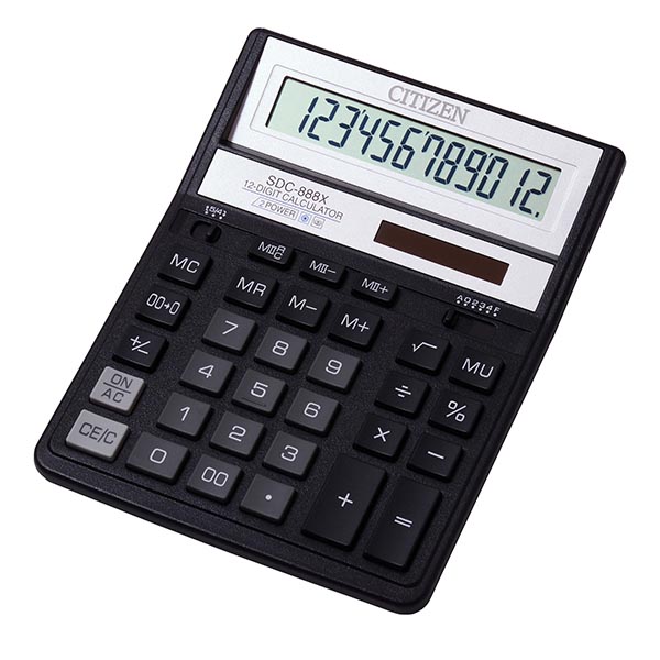 Kalkulačka Citizen SDC888XBK, černá, stolní, dvanáctimístná