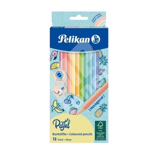 Pastelky Pelikan, pastelové barvy 12 ks 1
