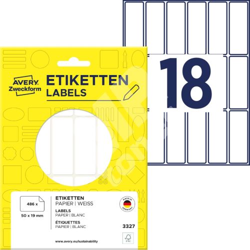 Samolepící etikety rozměr 50 x 19 mm, 486 ks etiket v bal. 3327 1