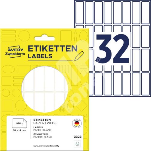 Samolepící etikety 38 x 14 mm, 928 ks etiket v bal. 3323 1