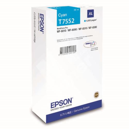 Cartridge Epson C13T755240, cyan, XL, originál 1