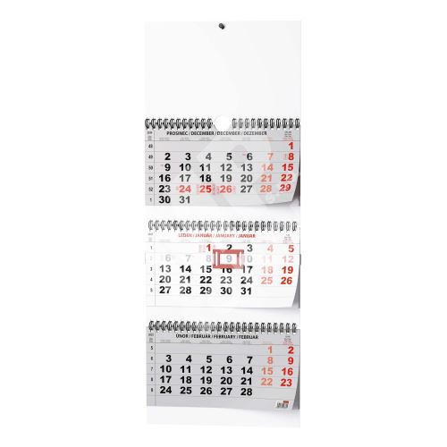 Nástěnný kalendář - Tříměsíční - skládaný (s mezinárodními svátky) 1