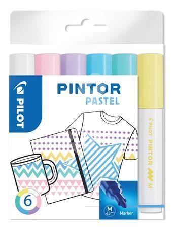 Set dekorativních popisovačů Pintor M, pastelová, 6 barev, 1,4 mm, PILOT 1