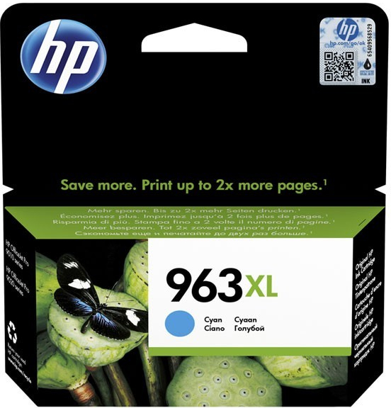 Inkoustová cartridge HP 3JA27AE, Officejet Pro 9010, 9012, cyan, No.963XL, originál