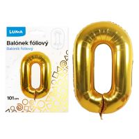 Balónek fóliový Luma č.0, 101cm, zlatý