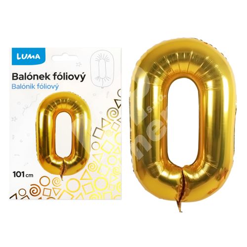 Balónek fóliový č. 0 ZLATÝ 101cm LUMA 1