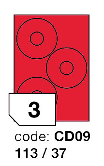 Samolepící etikety Rayfilm Office průměr 113/37 mm 300 archů, matně červená, R0122.CD09D