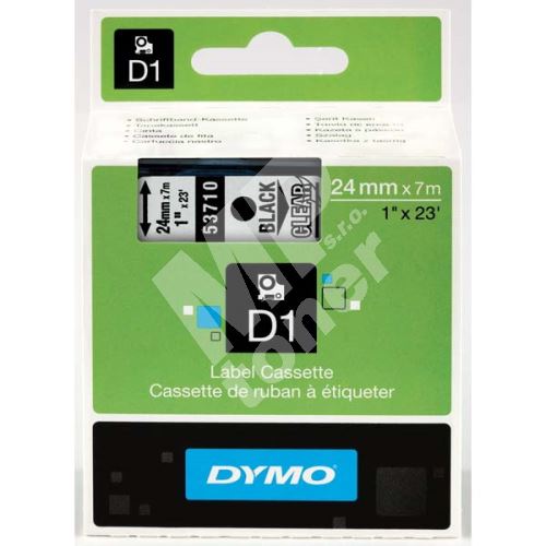 Páska Dymo D1 24mm x 7m černý tisk/průhledný podklad, 53710, S0720920 1