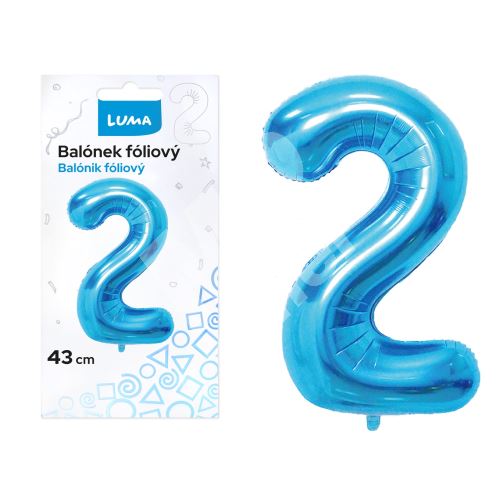 Balónek fóliový  č. 2  MODRÝ 43cm LUMA 1