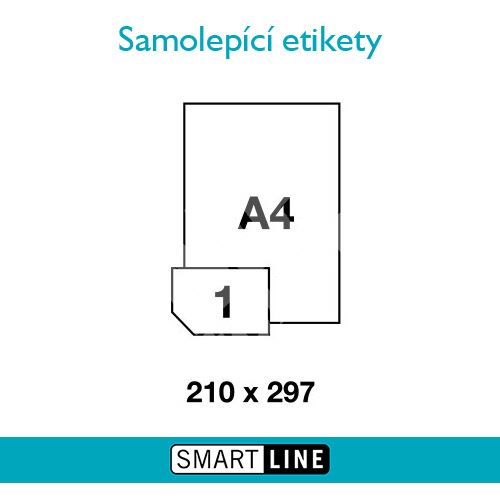 Samolepící bílé etikety Smart Line A4 210 x 297 mm 100 archů 1