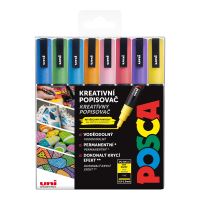Sada akrylových popisovačů Uni Posca PC-3M, 8 ks, mix třpytivých barev