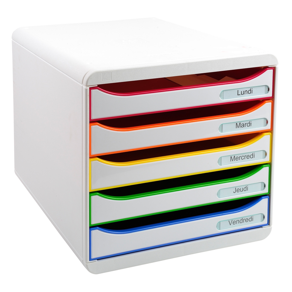 Zásuvkový box Exacompta Iderama, A4 maxi, 5 zásuvek, PS, bílá